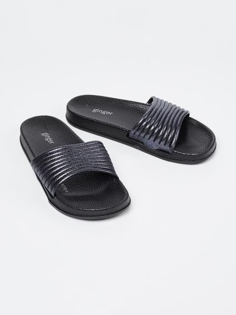 

Ginger by Lifestyle Women Black Solid Sliders