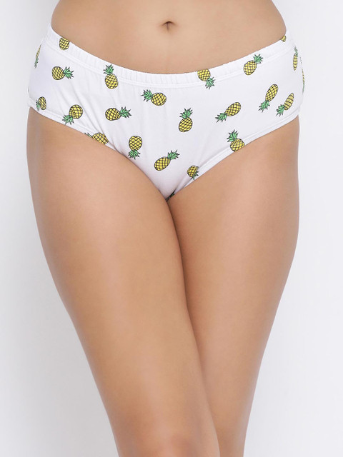 

Clovia Women White & Yellow Printed Mid-rise Hipster Briefs PN2912X18S