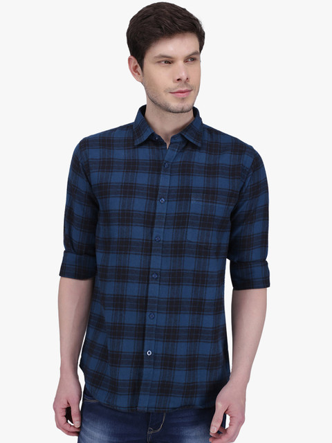 

Southbay Men Blue & Black Slim Fit Checked Casual Shirt