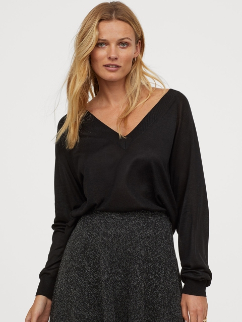 

H&M Women Black V-Neck Jumper