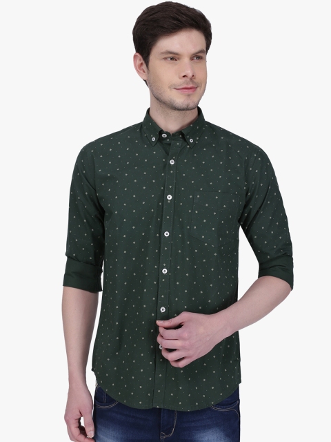 

Southbay Men Green Smart Slim Fit Printed Casual Shirt