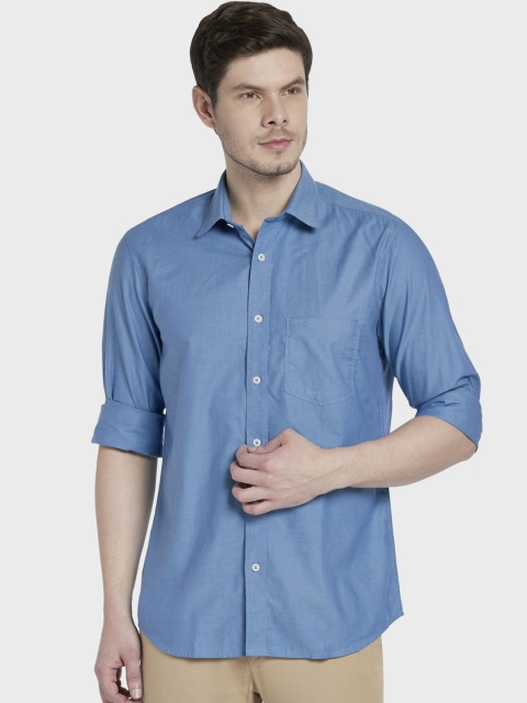 

ColorPlus Men Blue Tailored Fit Solid Casual Shirt
