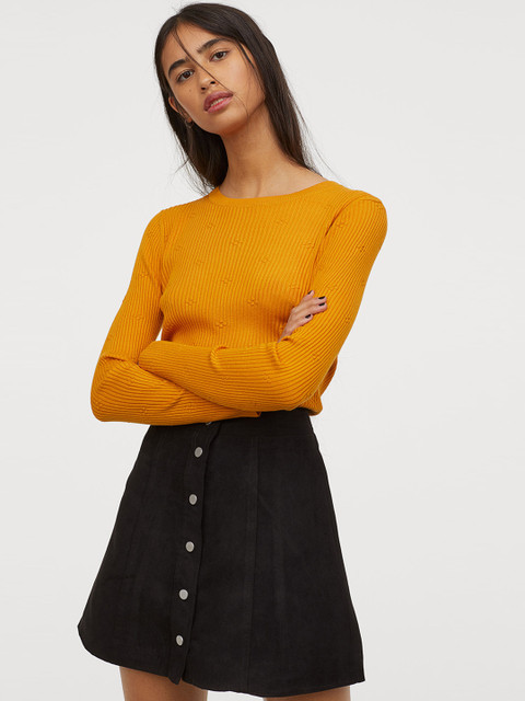 

H&M Women Black A-Line Skirt
