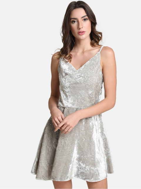 

Kazo Women Grey Solid Fit and Flare Dress