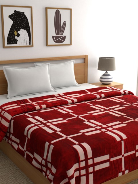

A Homes Grace Red & White Checked Mild Winter 350 GSM Double Bed Blanket
