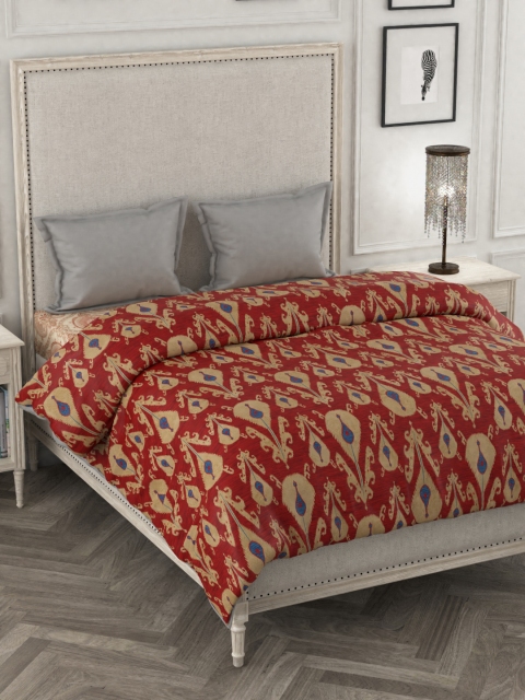 

Portico New York Maroon & Beige Printed AC Room 120GSM Double King Bedding Set