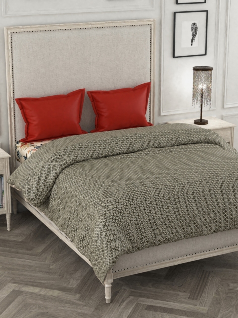 

Portico New York Grey & Cream-Coloured Printed AC Room 120GSM Double King Bedding Set