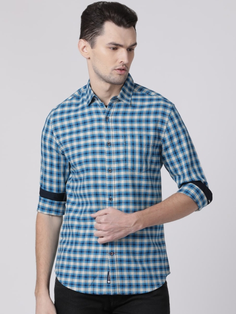

Toss Winner Men Blue & Grey Regular Fit Checked Casual Shirt
