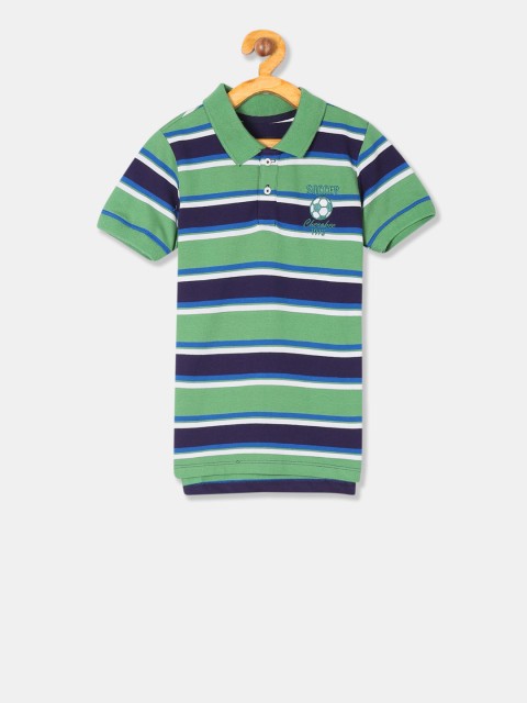 

Cherokee Boys Green Striped Polo Collar T-shirt