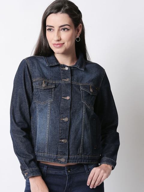

High Star Women Solid Denim Jacket Jacket, Blue