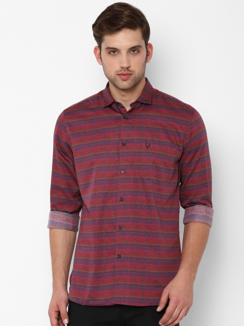 

Allen Solly Men Red & Blue Slim Fit Striped Casual Shirt
