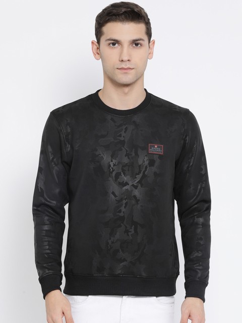 

SWISS MILITARY Men Black Camouflage Sweatshirt