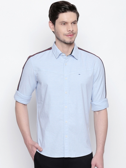 

Basics Men Blue Solid Slim Fit Casual Shirt