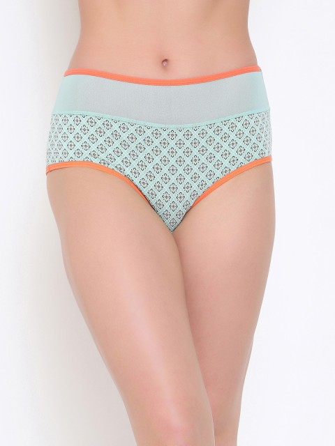

Clovia Women Turquoise Blue & Orange Printed High-Rise Hipster Brief PN2910P11S