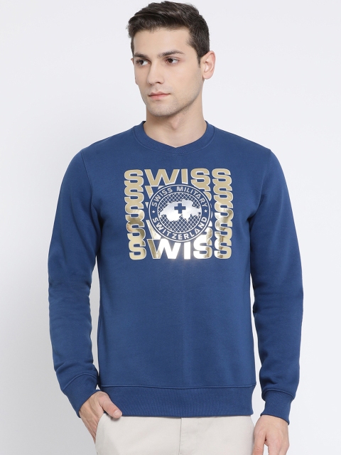 

SWISS MILITARY Men Blue Printed Sweatshirt