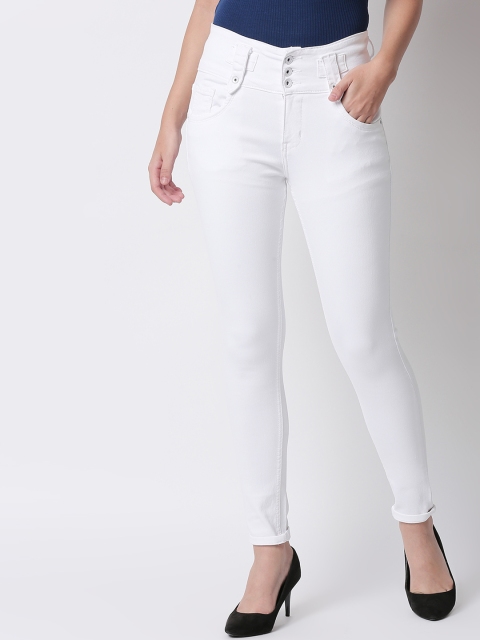 

High Star Women White Slim Fit High-Rise Clean Look Stretchable Jeans