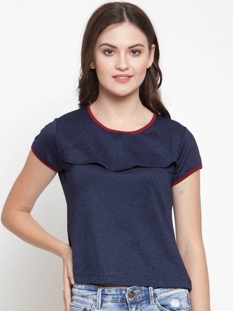

armure Women Navy Blue Solid Top