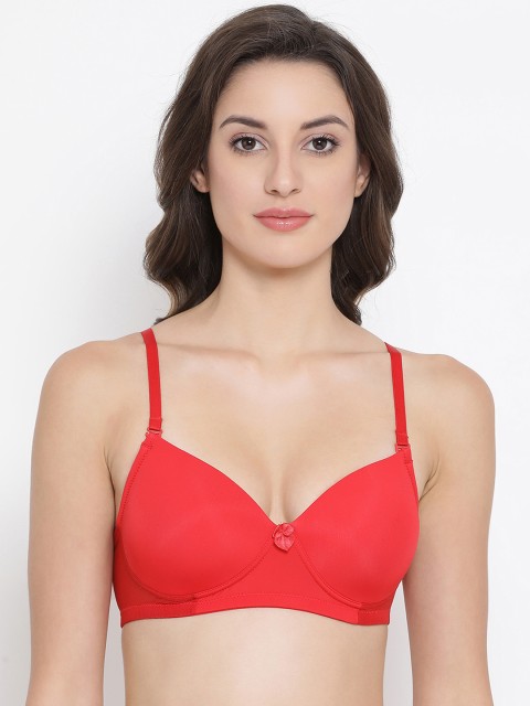 

Clovia Red Solid Non-Wired Lightly Padded T-shirt Bra BR1962P0432B
