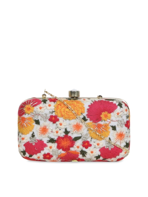 

Diwaah White & Yellow Embroidered Clutch