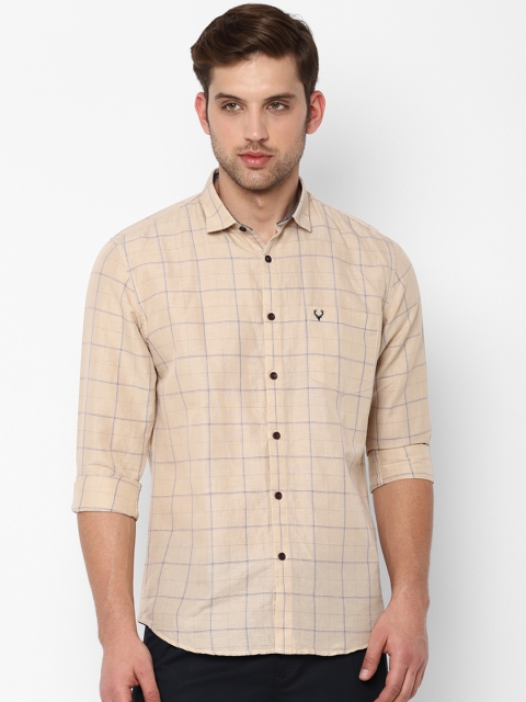 

Allen Solly Men Beige & Blue Slim Fit Checked Casual Shirt