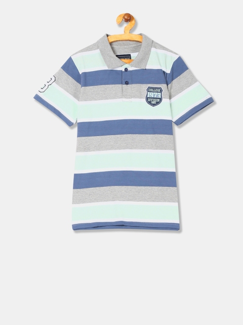 

Cherokee Boys Blue & Green Striped Polo Collar T-shirt