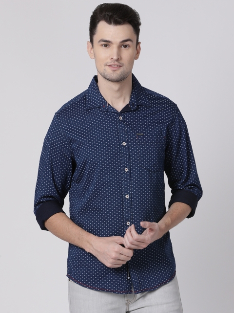 

Toss Winner Men Navy Blue Slim Fit Printed Casual Shirt