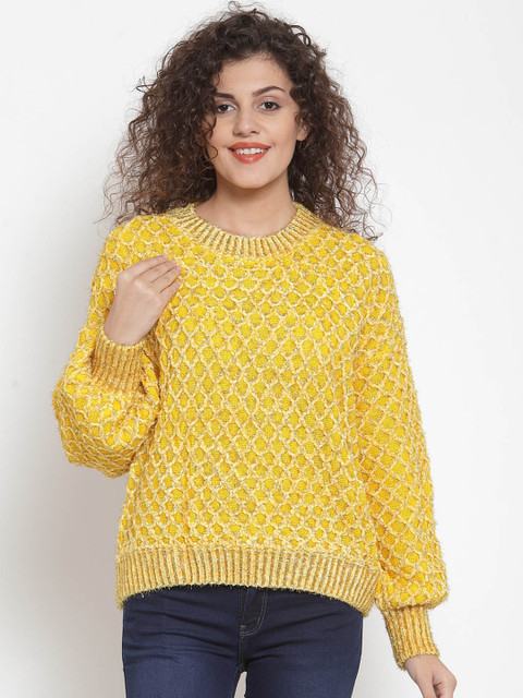 

Global Republic Women Yellow Solid Pullover Sweater
