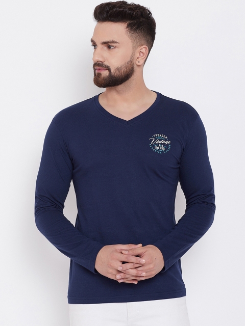 

NEVA Men Navy Blue Solid V-Neck Slim Fit T-shirt