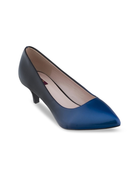 

SHUZ TOUCH Blue & Black Colourblocked Party Kitten Pumps