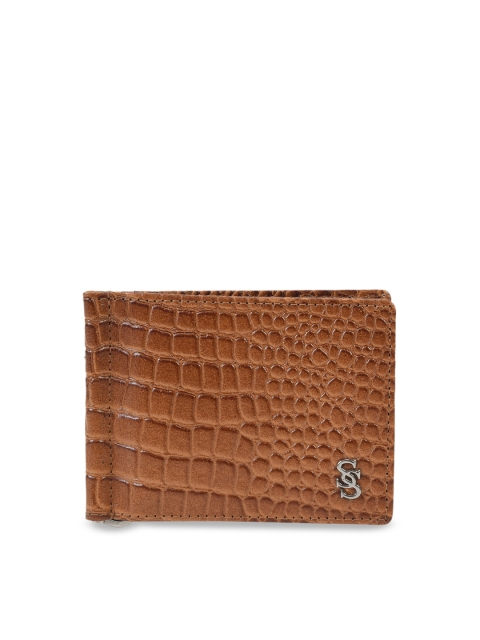 

Second SKIN Men Tan Brown Animal Skin Textured Money Clip