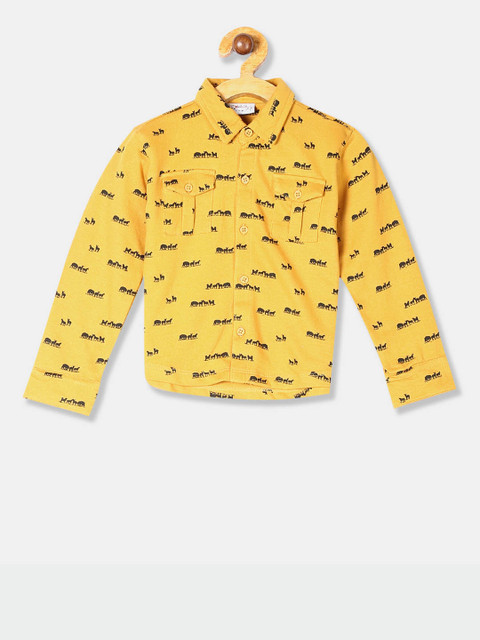 

Donuts Boys Yellow Regular Fit Printed Casual Shirt