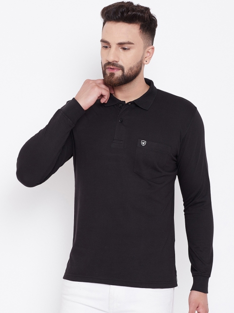 

NEVA Men Black Slim Fit Solid Polo Collar T-shirt