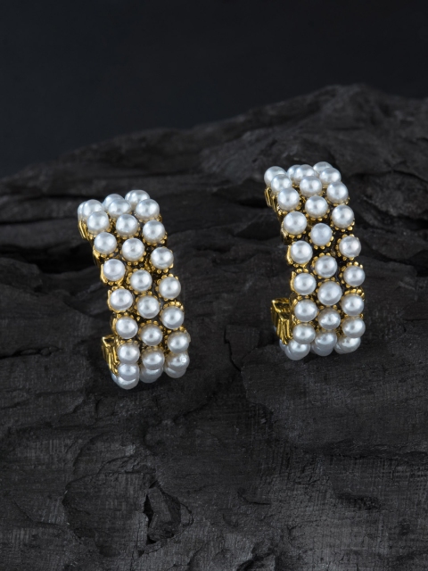 

E2O White Circular Gold-Plated Half Hoop Earrings