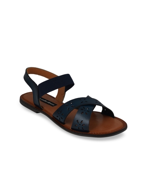 

pelle albero Women Navy Blue Solid Leather Open Toe Flats