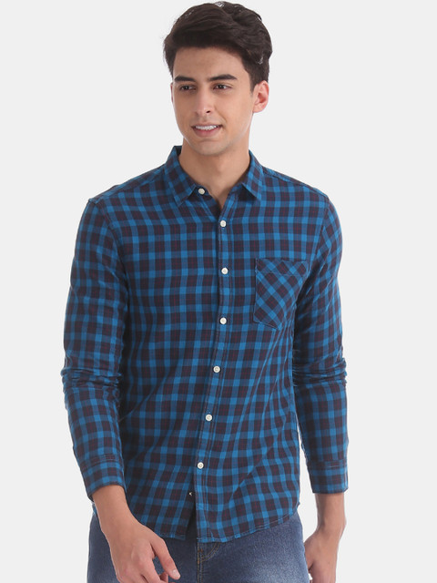 

Flying Machine Men Blue Regular Fit Printed Casual Shirt