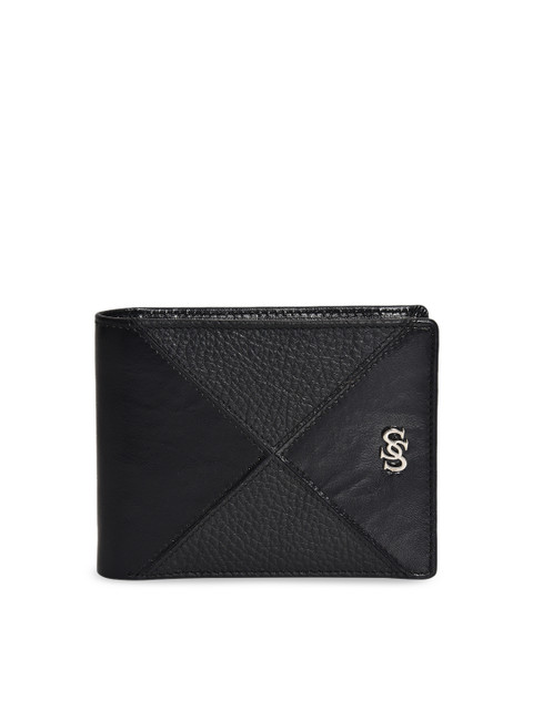 

Second SKIN Men Black Colourblocked Genuine Leather Two Fold Wallet