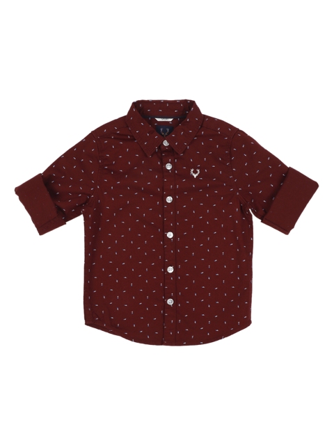 

Allen Solly Junior Boys Maroon & White Printed Regular Fit Casual Shirt