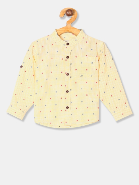

Donuts Boys Yellow Regular Fit Checked Casual Shirt