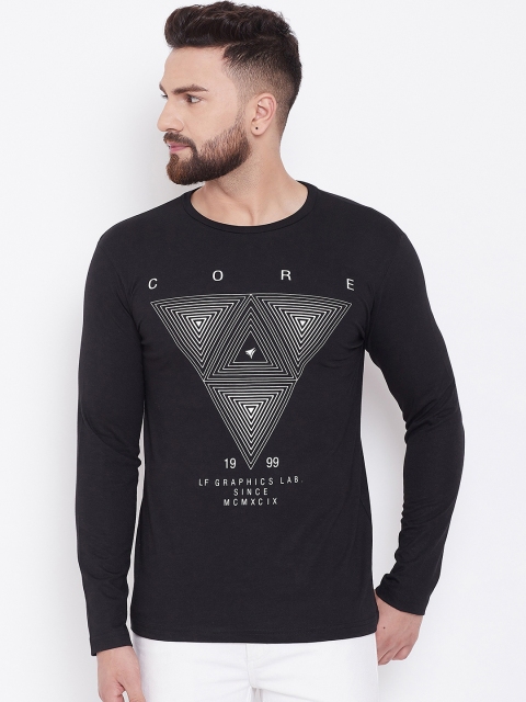 

NEVA Men Black Slim Fit Printed Round Neck T-shirt