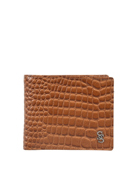 

Second SKIN Men Tan Brown Textured Genuine Leather Two Fold Wallet