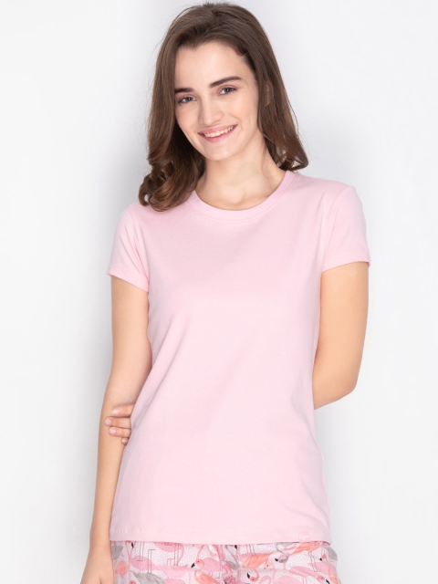 

LYRA Women Pink Solid Lounge T-shirt