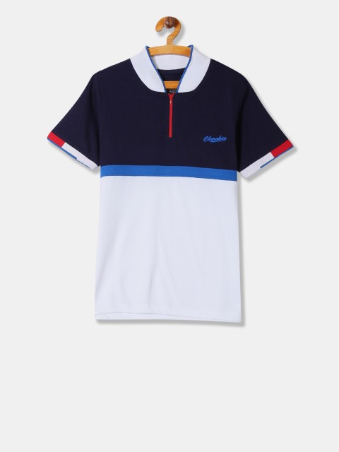 

Cherokee Boys Navy Blue Colourblocked Mandarin Collar T-shirt