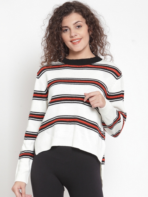 

Global Republic Women White& Black Striped Pullover Sweater