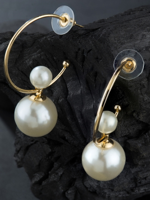 

E2O Gold-Plated White Circular Drop Earrings