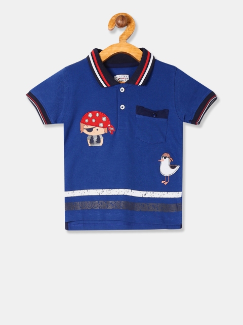 

Donuts Boys Blue Printed Polo Collar Pure Cotton T-shirt