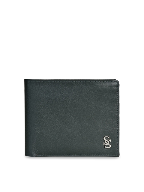 

Second SKIN Men Olive Green Solid Genuine Leather Two Fold Wallet