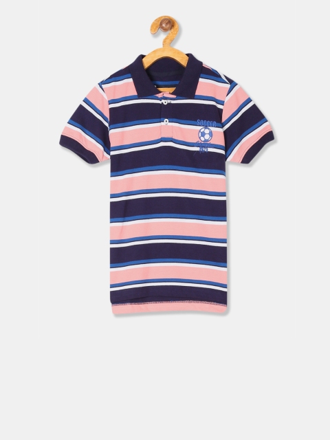 

Cherokee Boys Blue Striped Polo Collar T-shirt