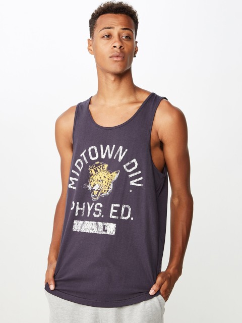 

COTTON ON Men Navy Blue Printed Scoop Neck T-shirt