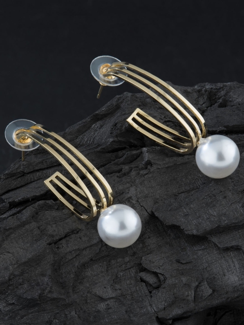 

E2O Gold-Plated & White Contemporary Drop Earrings