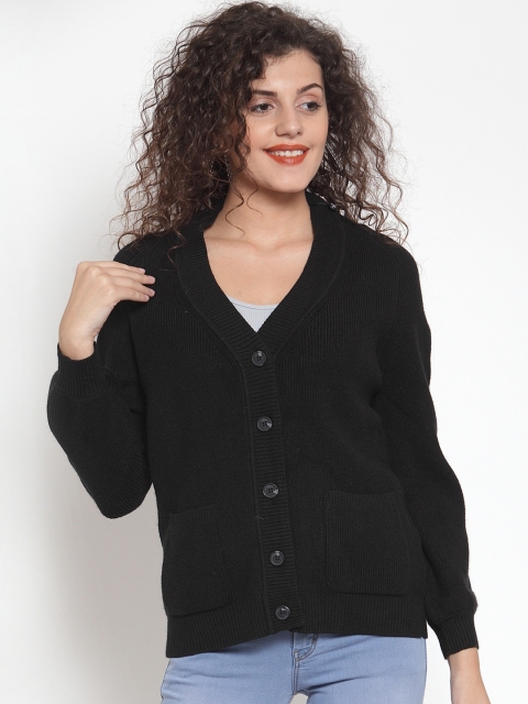 

Global Republic Women Black Solid Woolen Cardigan Sweater